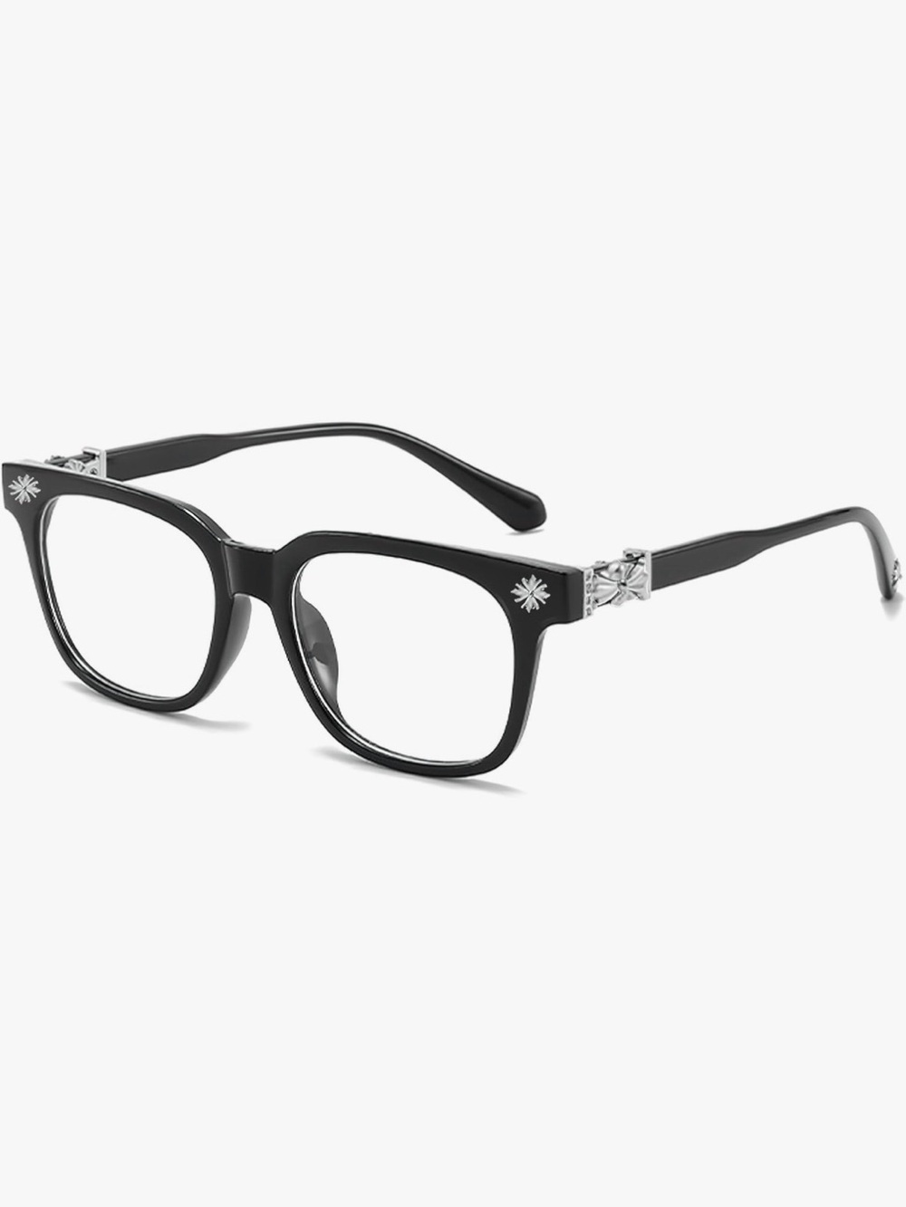 Black and Silver Square Frame Glasses